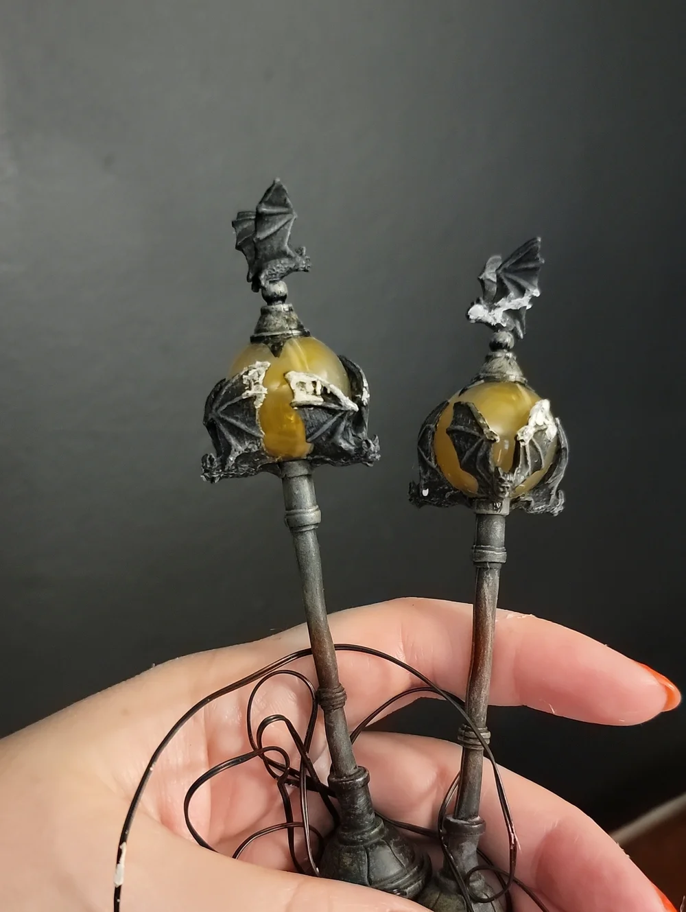 Department 56 Halloween Bat Streetlamp Lights - Yellow and Black Halloween